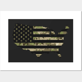 USA Flag - Multicam Black Posters and Art